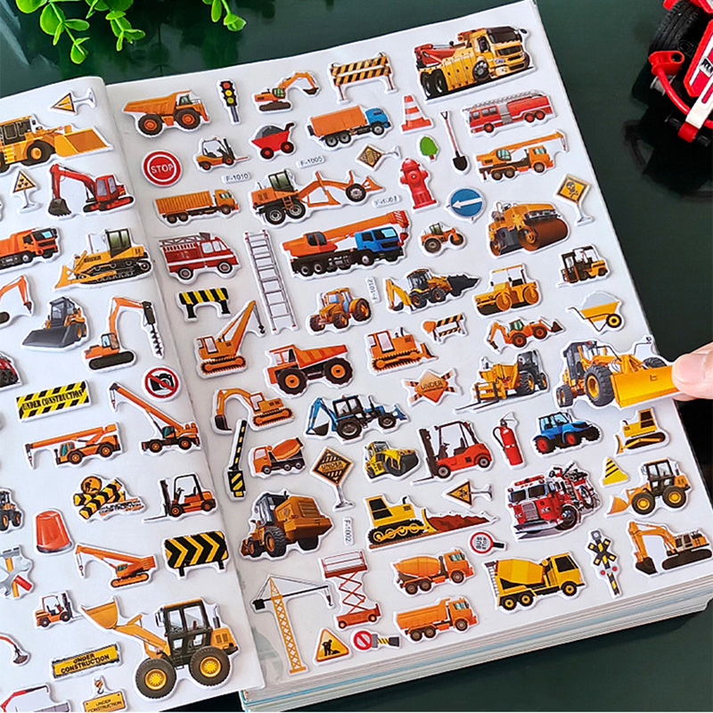 AliExpress 10 Sheets 3D Engineering Vehicle Stickers for Kids Puffy Children Stickers Boys Girls Teachers Reward Scrapbooking Gift Toys, view 5