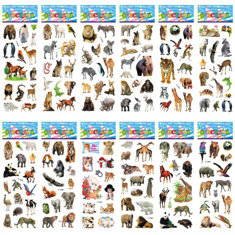 AliExpress 10 Sheets 3D Puffy Stickers Animals Bulk Stickers Scrapbook Decoration Birthday New Year Christmas Gifts for Kids Boys Girls, view 3