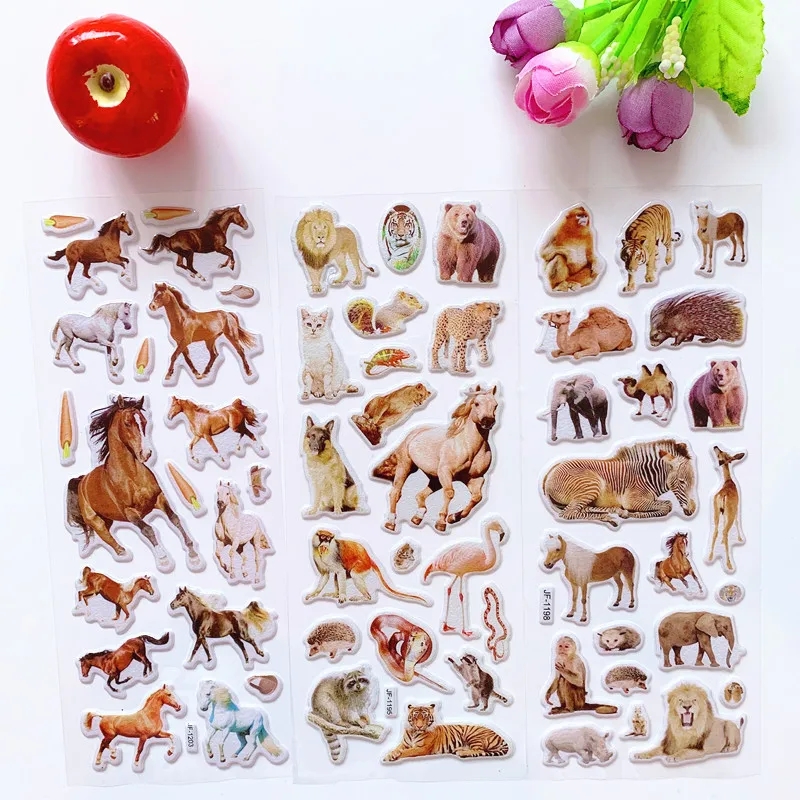 AliExpress 10 Sheets 3D Puffy Stickers Animals Bulk Stickers Scrapbook Decoration Birthday New Year Christmas Gifts for Kids Boys Girls, view 6