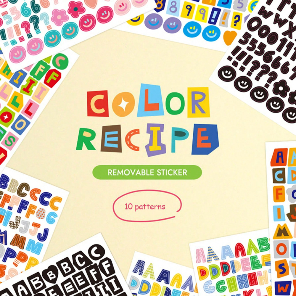 AliExpress 10 Sheets Colorful Alphabet Number Paper Stickers Self-Adhesive Letter Decals for Scrapbook Journal Planner Phone Case DIY Craft