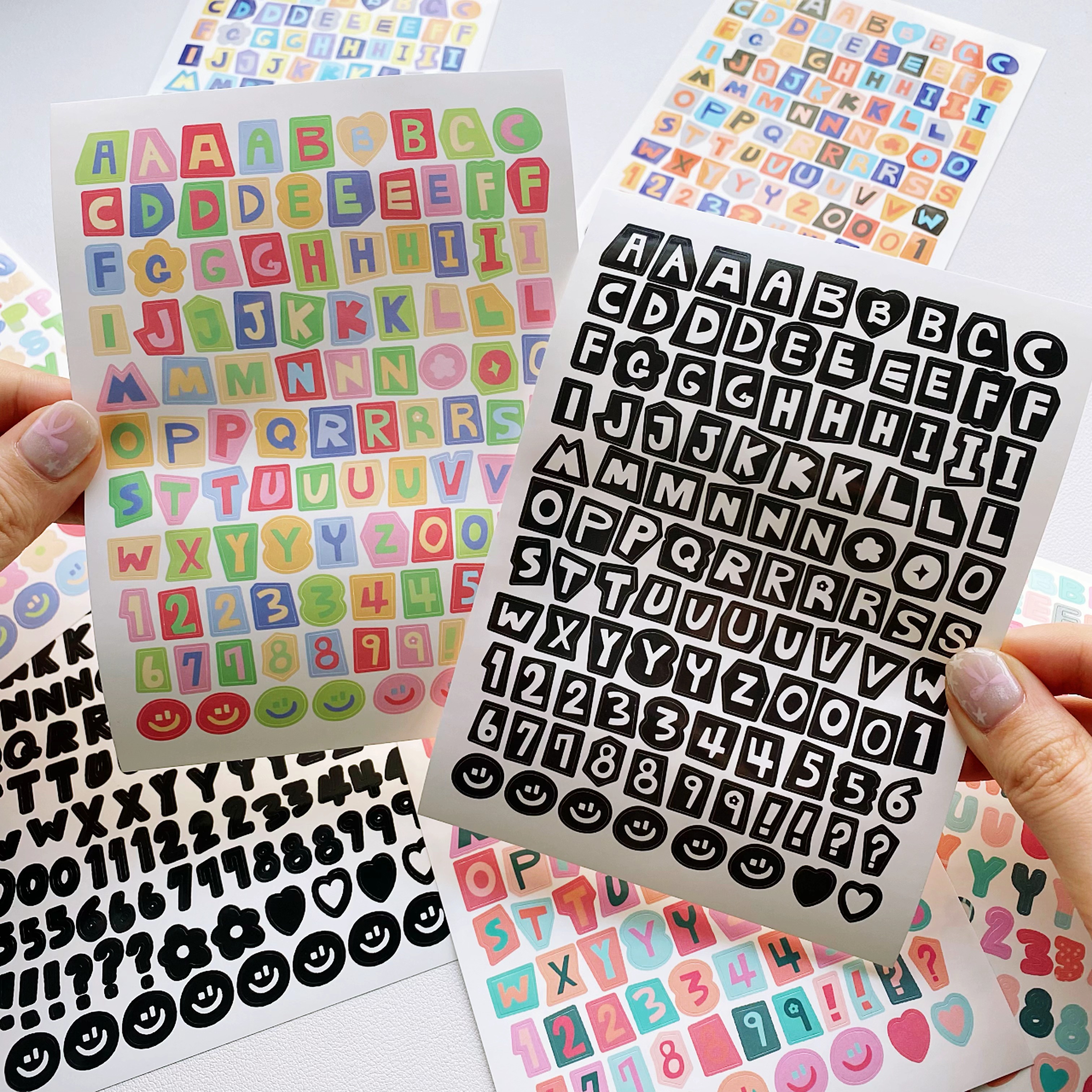 AliExpress 10 Sheets Colorful Alphabet Number Paper Stickers Self-Adhesive Letter Decals for Scrapbook Journal Planner Phone Case DIY Craft, view 3