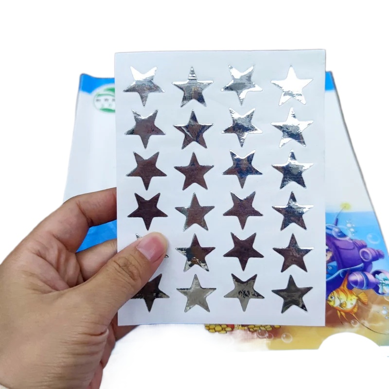 AliExpress 10 Sheets/Pack Silver Five Pointed Star Stickers Encourage and Reward Stickers for Primary School Students Pray Stickers, view 2