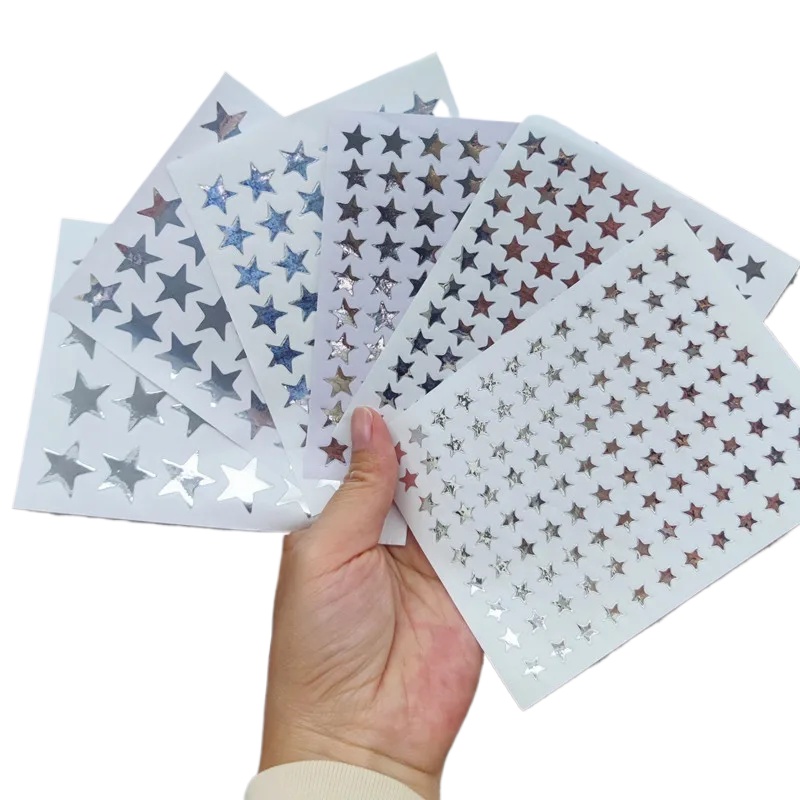 AliExpress 10 Sheets/Pack Silver Five Pointed Star Stickers Encourage and Reward Stickers for Primary School Students Pray Stickers, view 3