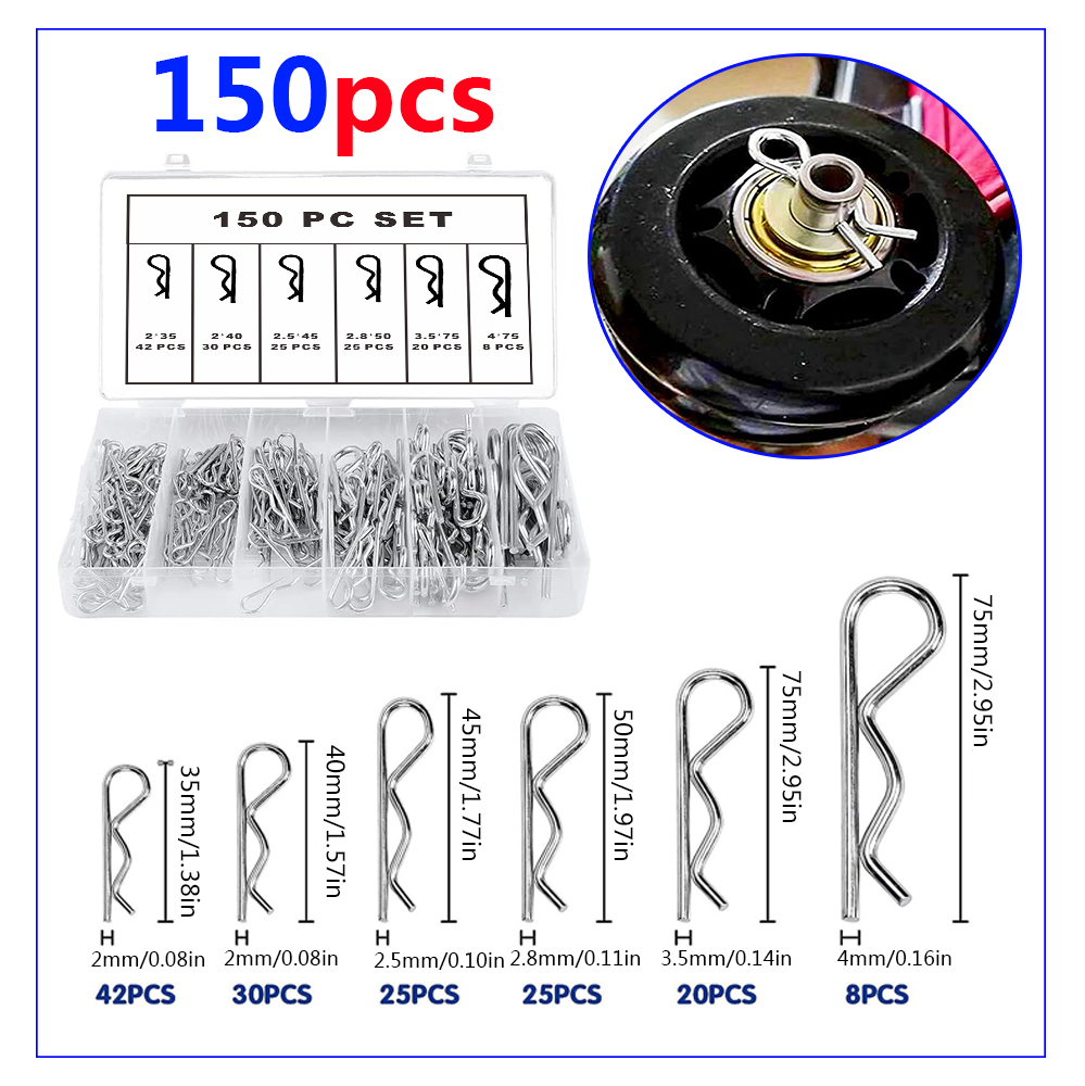 AliExpress 100-Piece Galvanized R-Clip Cotter Pin Assortment