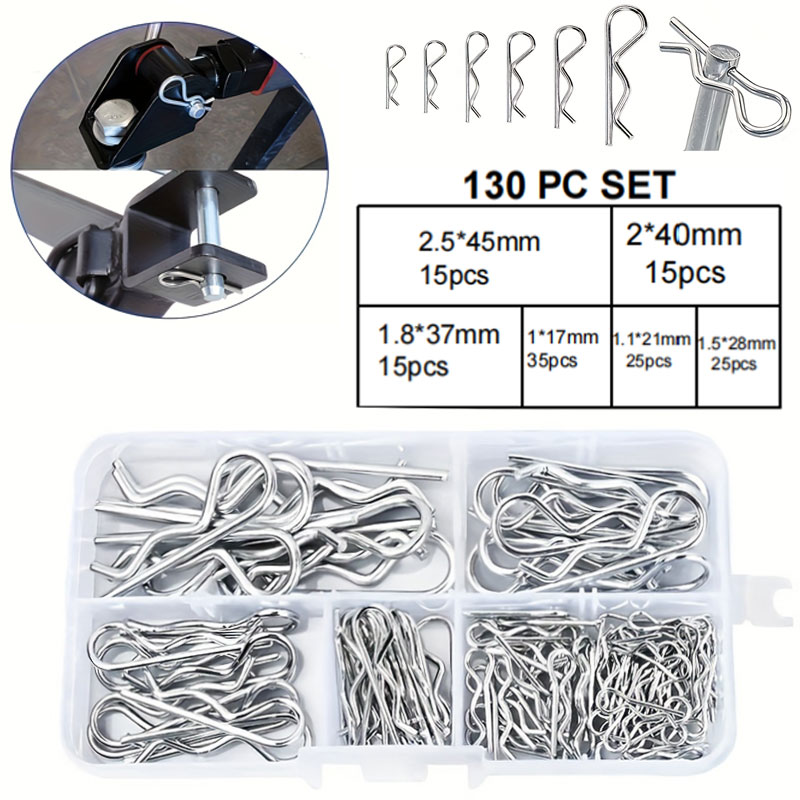 AliExpress 100-Piece Galvanized R-Clip Cotter Pin Assortment, view 3