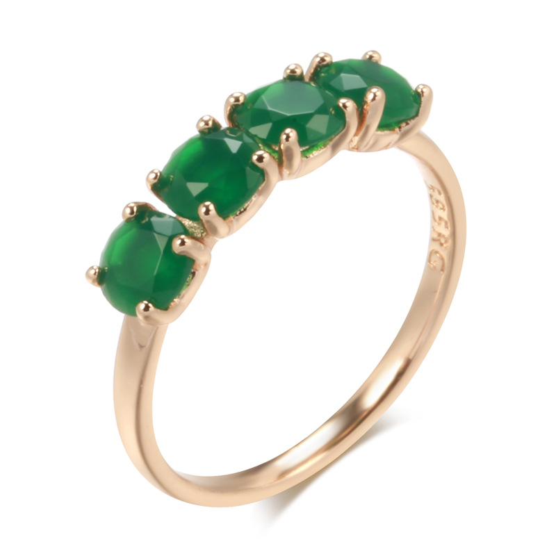 AliExpress 100% 18K Rose Gold Ring for Women Natural Emerald Gemstone Jewelry Anillos De Bizuteria Anillos Mujer Gemstone Gold Rings Box