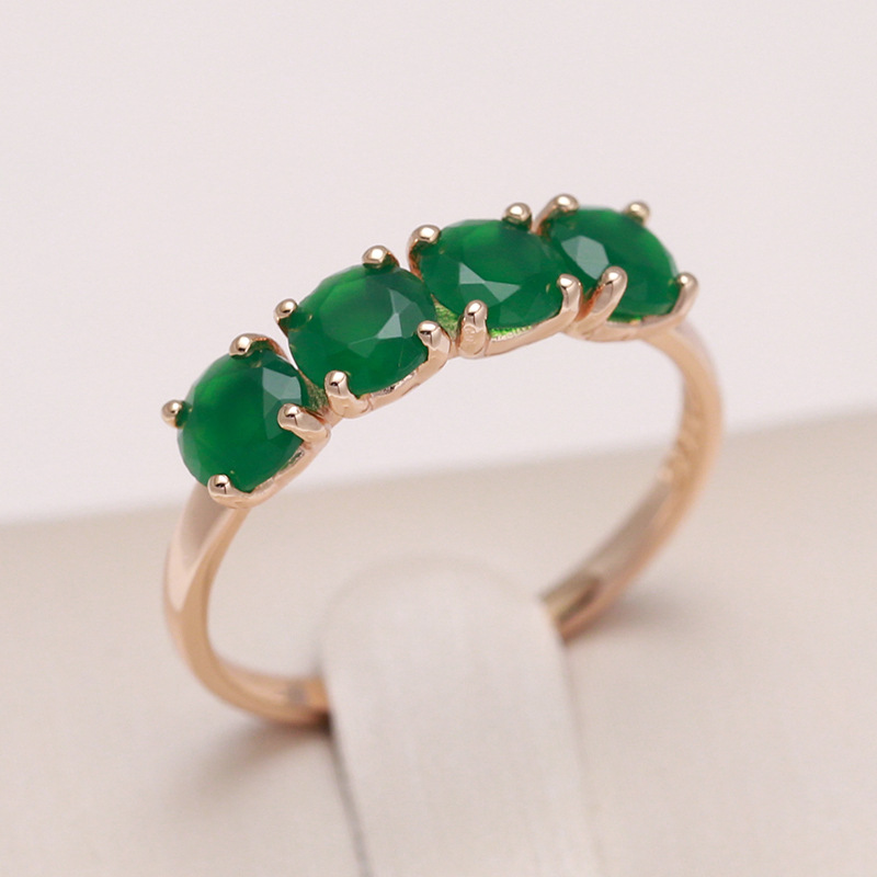 AliExpress 100% 18K Rose Gold Ring for Women Natural Emerald Gemstone Jewelry Anillos De Bizuteria Anillos Mujer Gemstone Gold Rings Box, view 3
