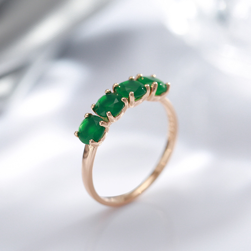 AliExpress 100% 18K Rose Gold Ring for Women Natural Emerald Gemstone Jewelry Anillos De Bizuteria Anillos Mujer Gemstone Gold Rings Box, view 4