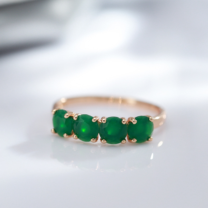 AliExpress 100% 18K Rose Gold Ring for Women Natural Emerald Gemstone Jewelry Anillos De Bizuteria Anillos Mujer Gemstone Gold Rings Box, view 5