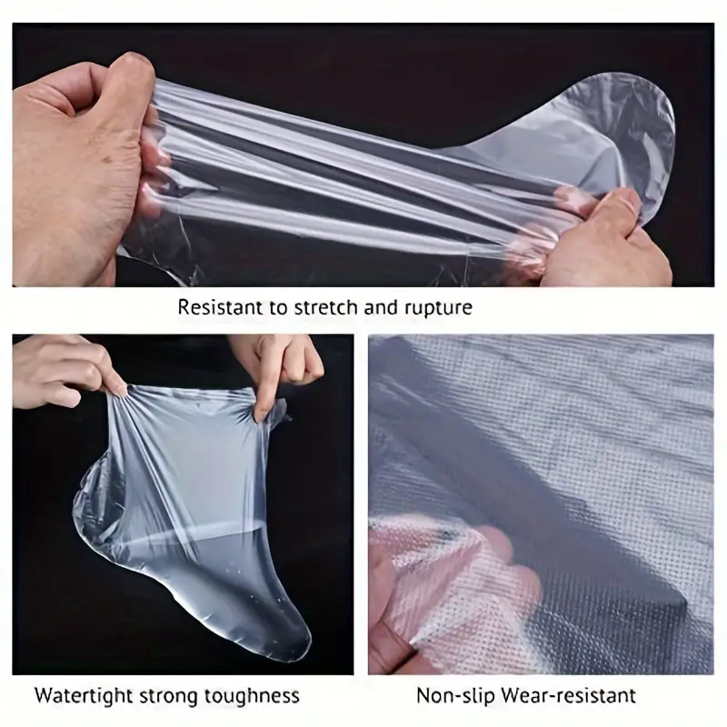AliExpress 100/200Pcs Disposable Foot Moisturizing Socks Transprent Foot Bags PE Foot SPA Covers Callus Remover Feet Care Pedicure Tools, view 4
