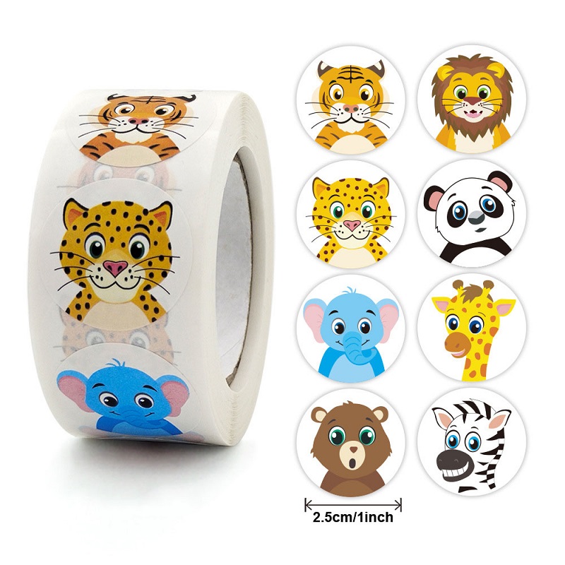 AliExpress 100-500pc Stickers Rolling Animal Roll Stickers Small Cute Game Sticker DIY Gift Sealing Label Decoration, view 2