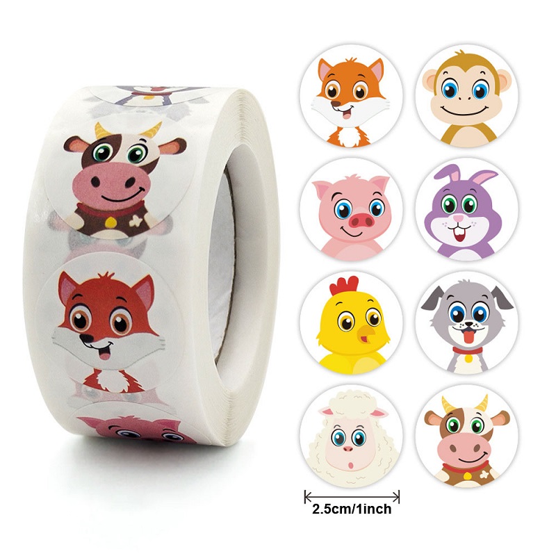 AliExpress 100-500pc Stickers Rolling Animal Roll Stickers Small Cute Game Sticker DIY Gift Sealing Label Decoration, view 4
