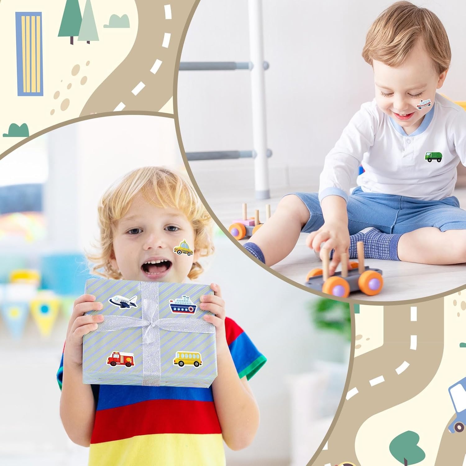 AliExpress 100-500pcs Cartoon Transportation Vehicles Stickers Birthday Wedding Party Gift Wrapping Label Scrapbook Stationery Stickers, view 5