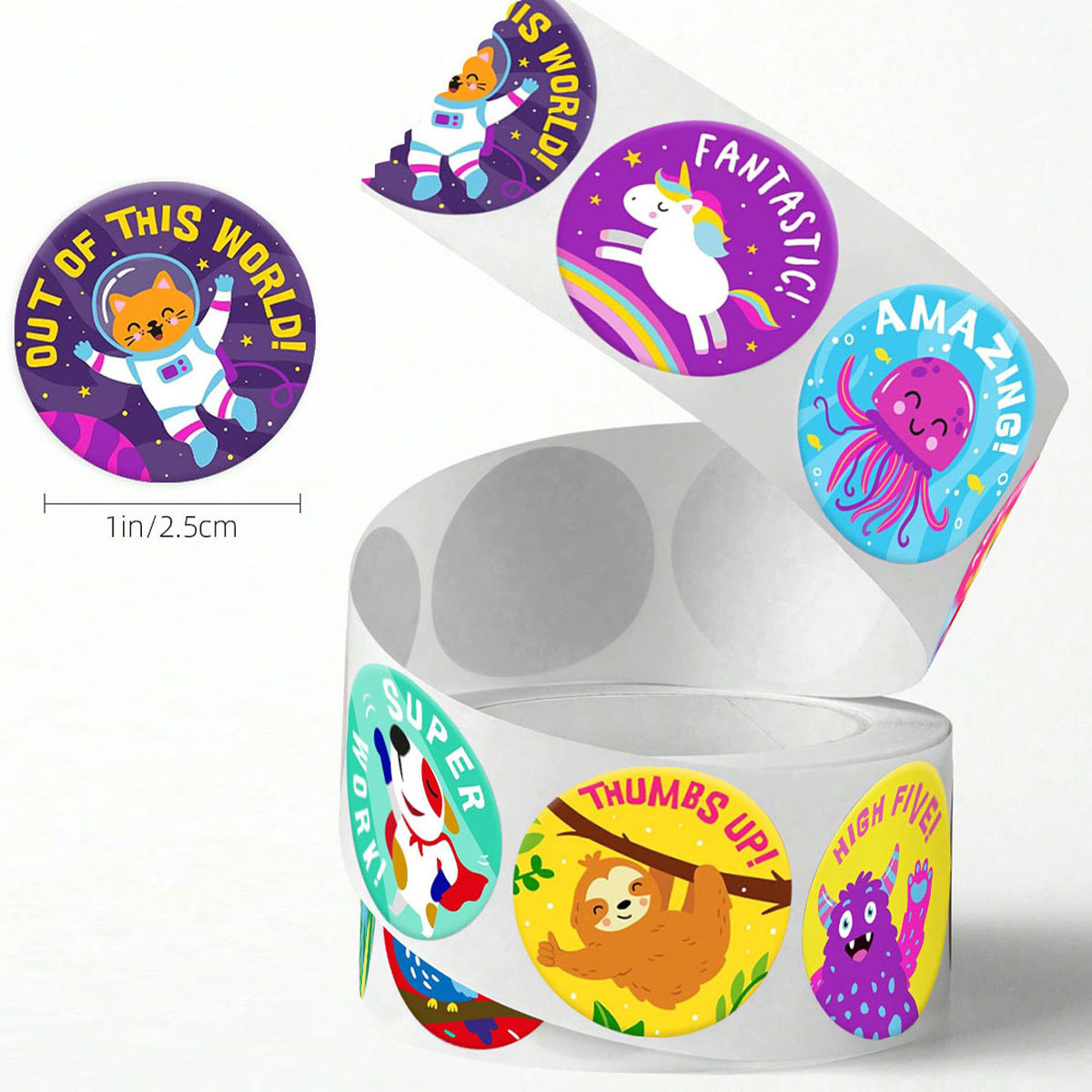 AliExpress 100-500pcs Motivational Stickers for Kids,Teacher Reward Stickers Roll Potty Training Sticker for School Classroom Home, view 2