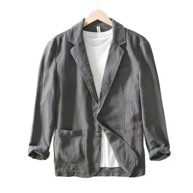 AliExpress 100% Cotton Breathable Men's Blazer Suit Jacket For Men Black Coat For Summer Business Lightweight Male Clothes 2024