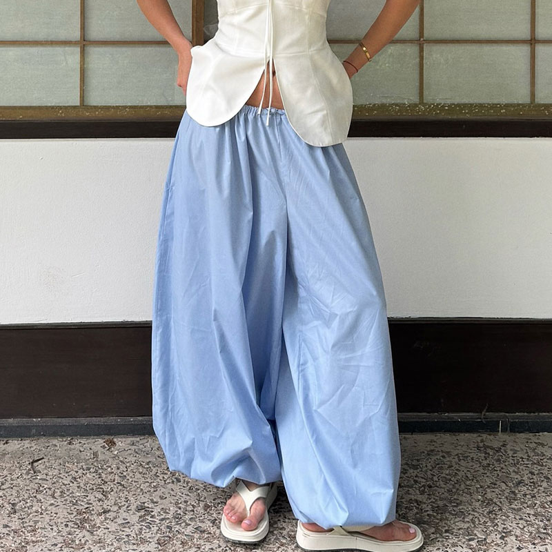 AliExpress 100% Cotton High Quality Women Casual High Waist Bloomers Long Pants Fashion Big Wide Leg Pants Women Clothes Trousers