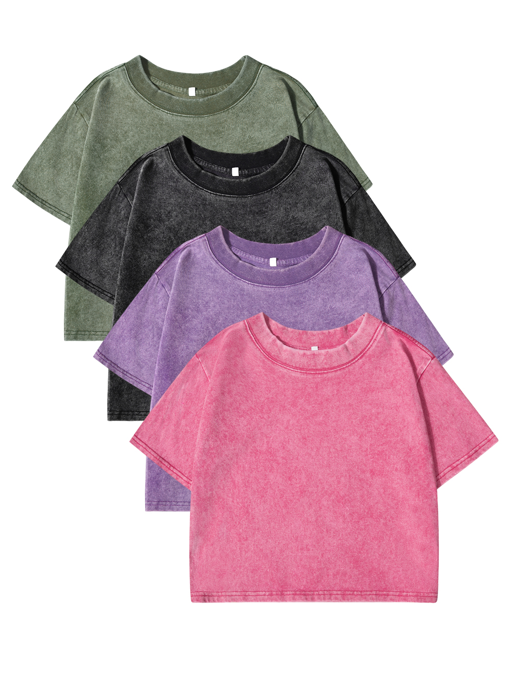 AliExpress 100% Cotton Washed T-Shirts For Women Loose O-Neck Crop Tops Y2k Street Female Clothes Summer Casual Vintage Short Sleeve Tees, view 2