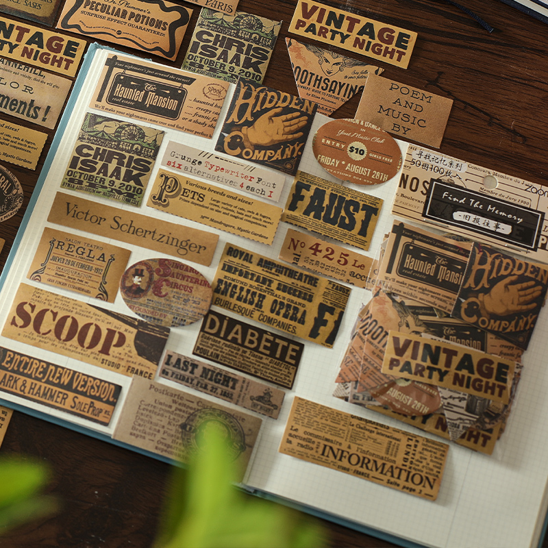 AliExpress 100 pcs Vintage Decorative Stickers pack Diy Diary Album Scrapbooking Collage material hand made junk journal supplies, view 5