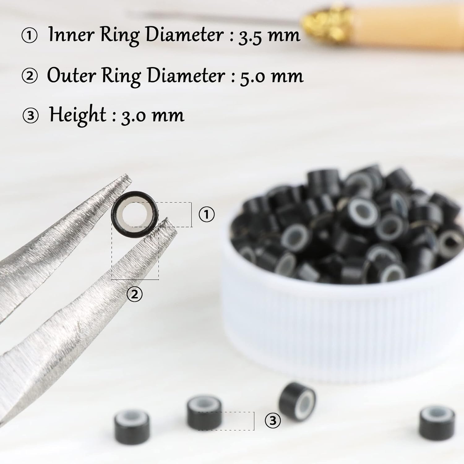 AliExpress 1000-Piece 5 mm Silicone Micro Ring Hair Extension Beads, view 3