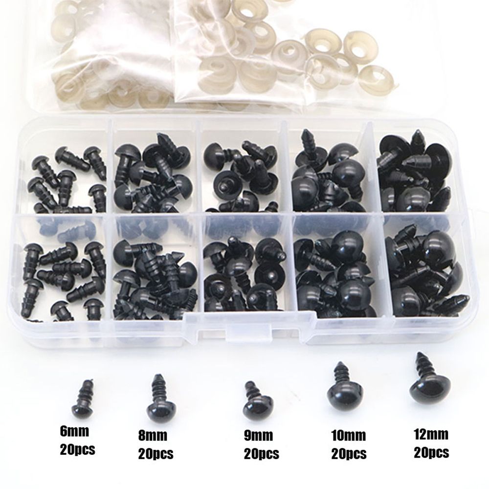 AliExpress 100pcs 10mm Eyeball Doll Accessories Black Plush Safety Eyes Amigurumi For Toys 6mm 8mm 12mm DIY Funny Toy Eyes Animal, view 6