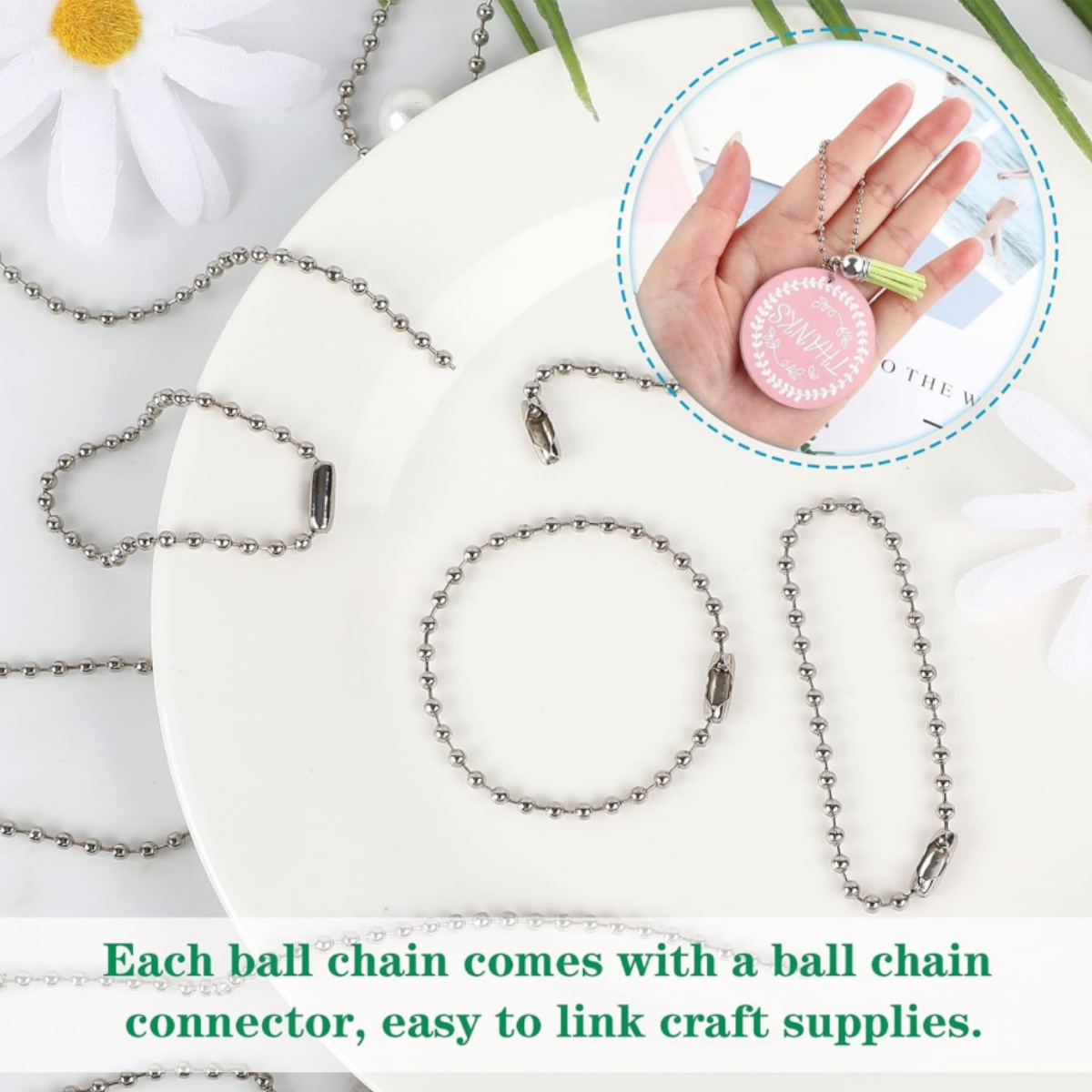 AliExpress 100-Piece 12 cm Bead Chains with Connectors, view 4