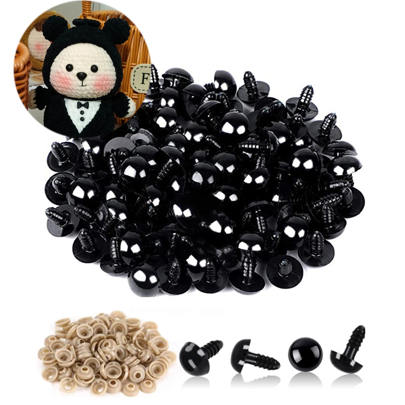 AliExpress 100pcs 5/6//7/8/9/10/12/14/18/20mm Plastic Safety Eyes For Toys Diy Mix Size Crochet Animal Eye For Doll toys Accessories