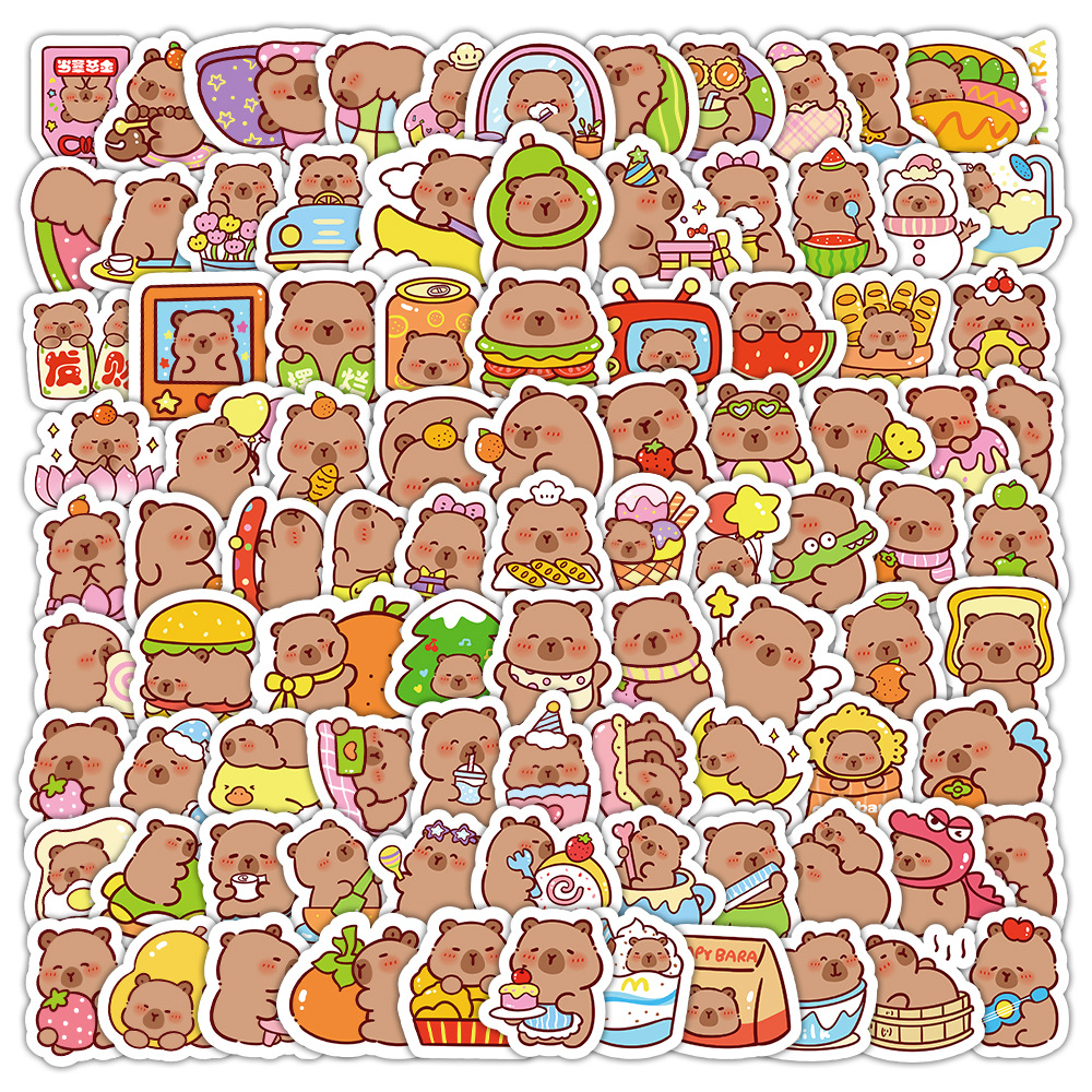 AliExpress 100Pcs Cartoon Cute Capybara Stickers PVC Aesthetic Kapibala Graffiti Decals Scrapbooking DIY Phone Laptop Notebook Stationery