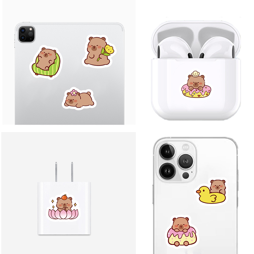 AliExpress 100Pcs Cartoon Cute Capybara Stickers PVC Aesthetic Kapibala Graffiti Decals Scrapbooking DIY Phone Laptop Notebook Stationery, view 6
