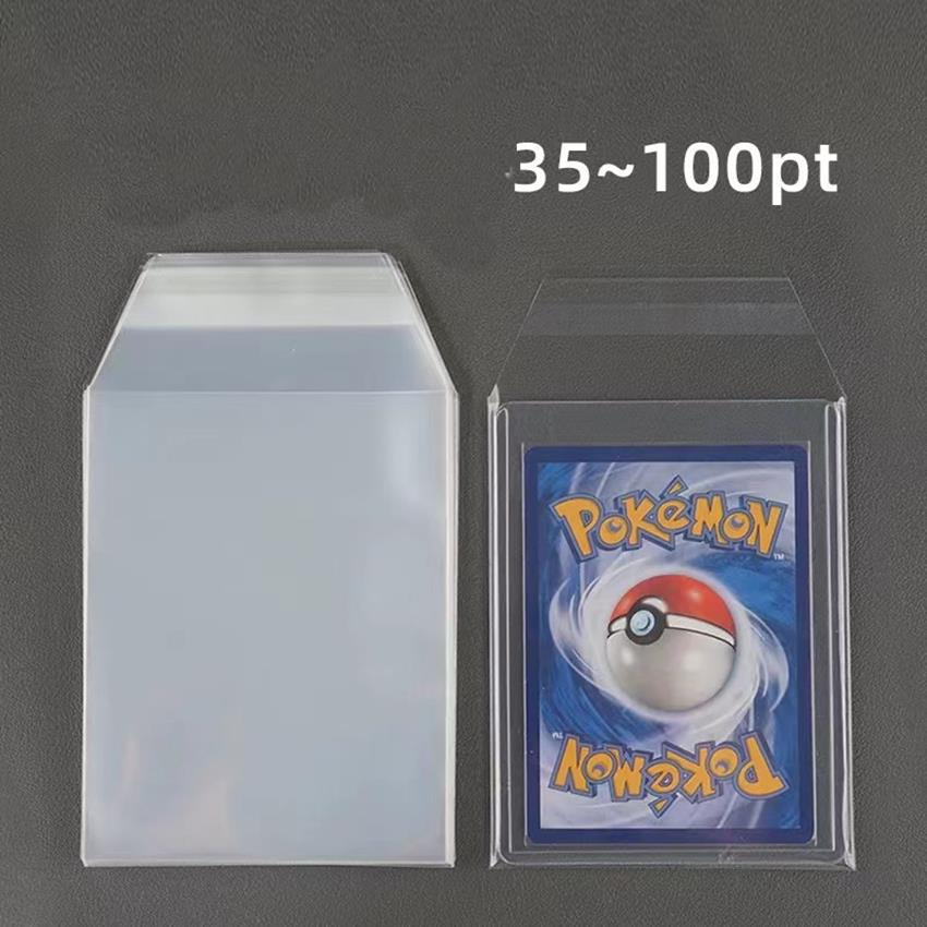 AliExpress 100PCS Clear Magnetic Card Holder Protective Film Hard Plastic Card Sleeves 35PT-100PT Waterproof Protector For Game Photo Cards, view 6