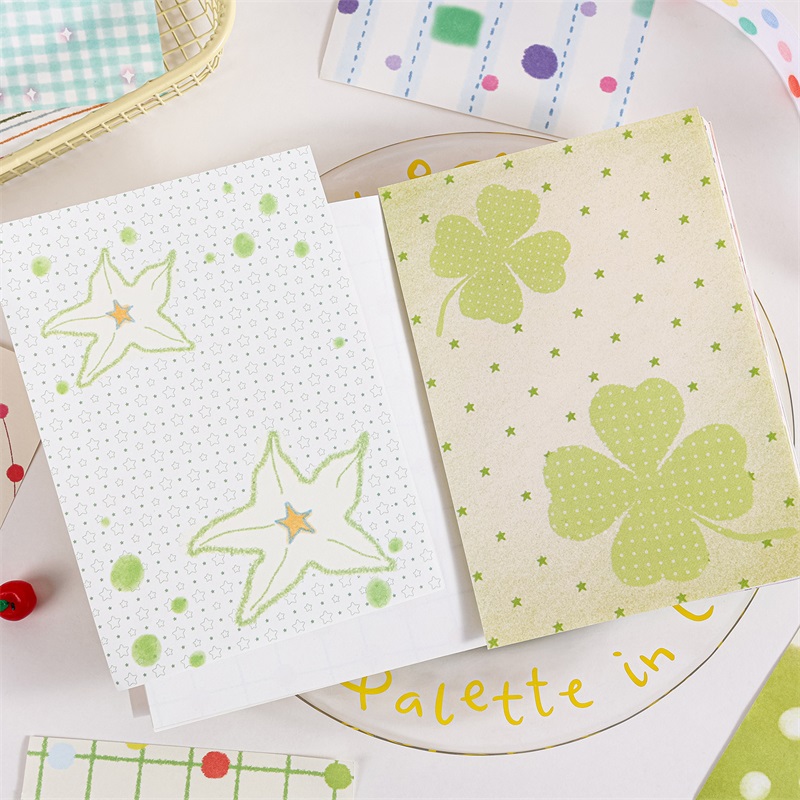 AliExpress 100pcs Cute Pattern Double-Sided Paper, Star Polka Dot Scrapbook Paper, view 6