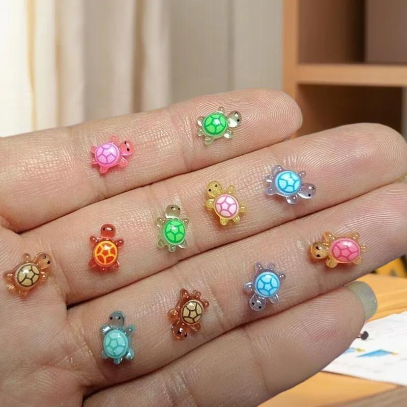 AliExpress 100pcs Dollhouse Miniatures Glow In The Dark Resin Turtle Figurines For Fairy Garden Micro Landscape Decor Toys Gift, view 4