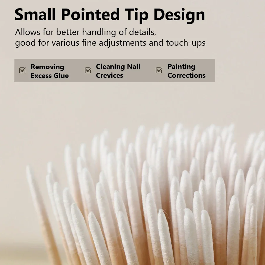 AliExpress 100Pcs Double-Ended Cotton Swabs Fine Pointed Tips for Nail Art Makeup Eyeliner Correction - Beauty Tools, view 3