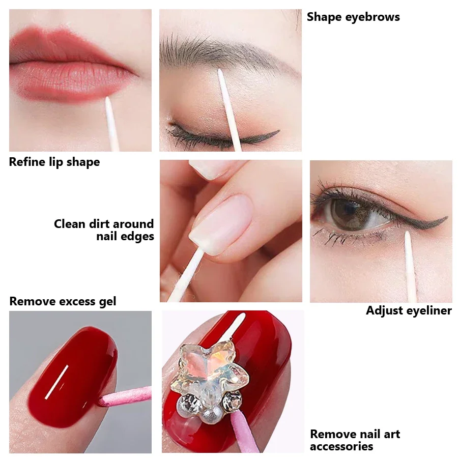 AliExpress 100Pcs Double-Ended Cotton Swabs Fine Pointed Tips for Nail Art Makeup Eyeliner Correction - Beauty Tools, view 5