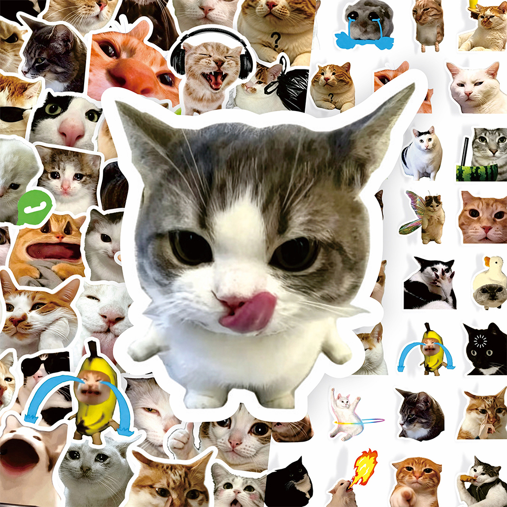 AliExpress 100PCS Funny Cat Meme Cartoon Stickers DIY Laptops Water Bottles Phone Cute Animal Waterproof Graffiti Decals Toys Gift