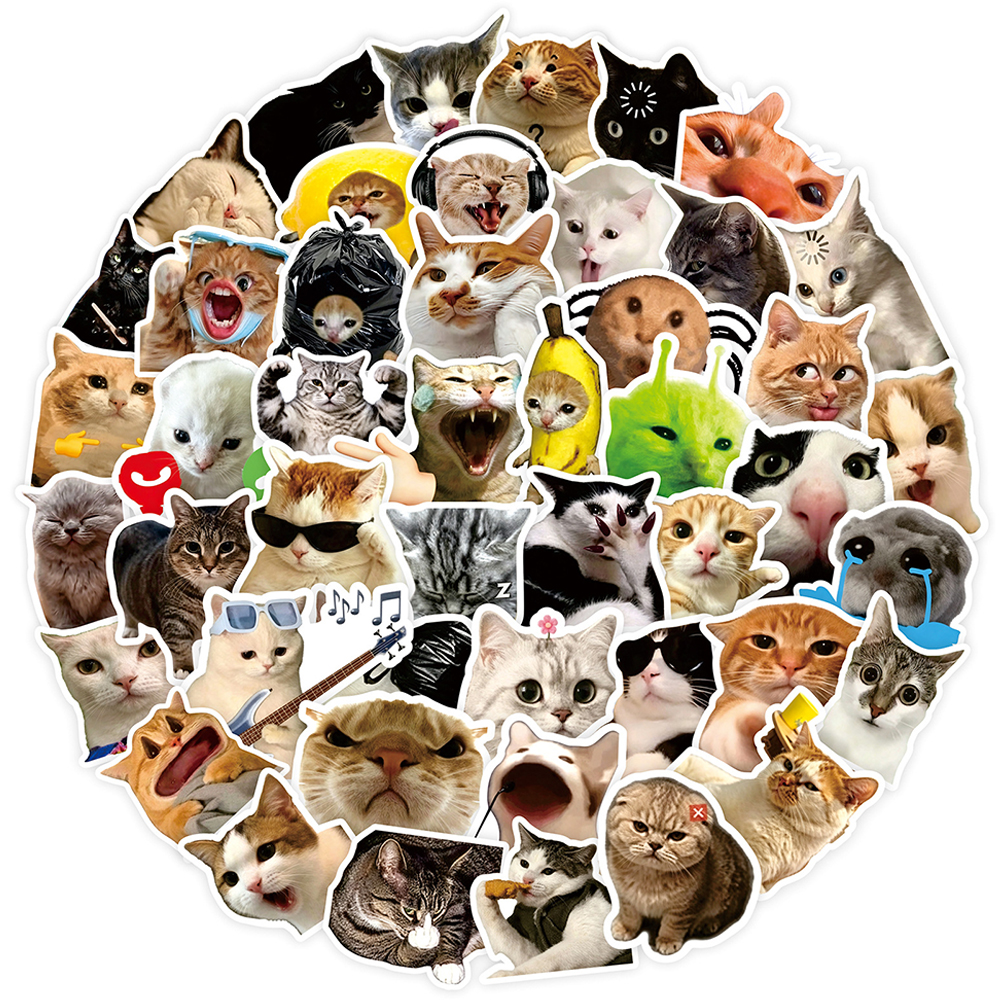 AliExpress 100PCS Funny Cat Meme Cartoon Stickers DIY Laptops Water Bottles Phone Cute Animal Waterproof Graffiti Decals Toys Gift, view 6