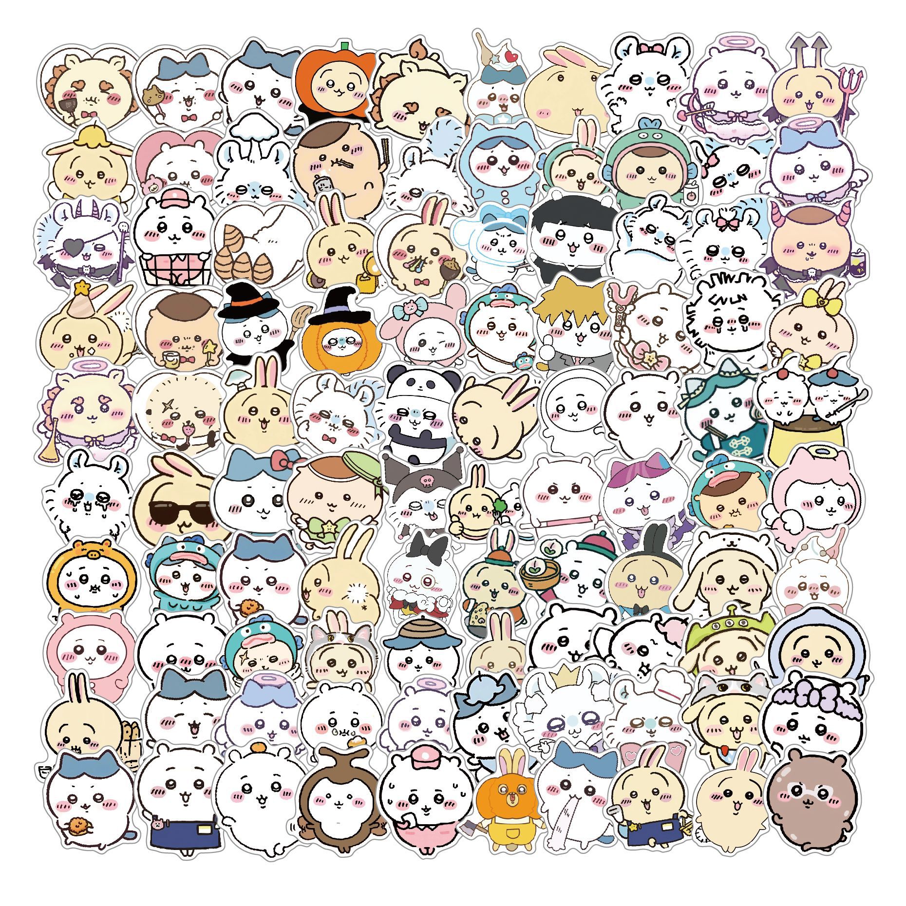 AliExpress 100pcs Kawaii Jiikawa Cartoon Stickers Decorative Desk Laptop Scrapbook Luggage Stationery Cute Graffiti Sticker for Kids Gift, view 2