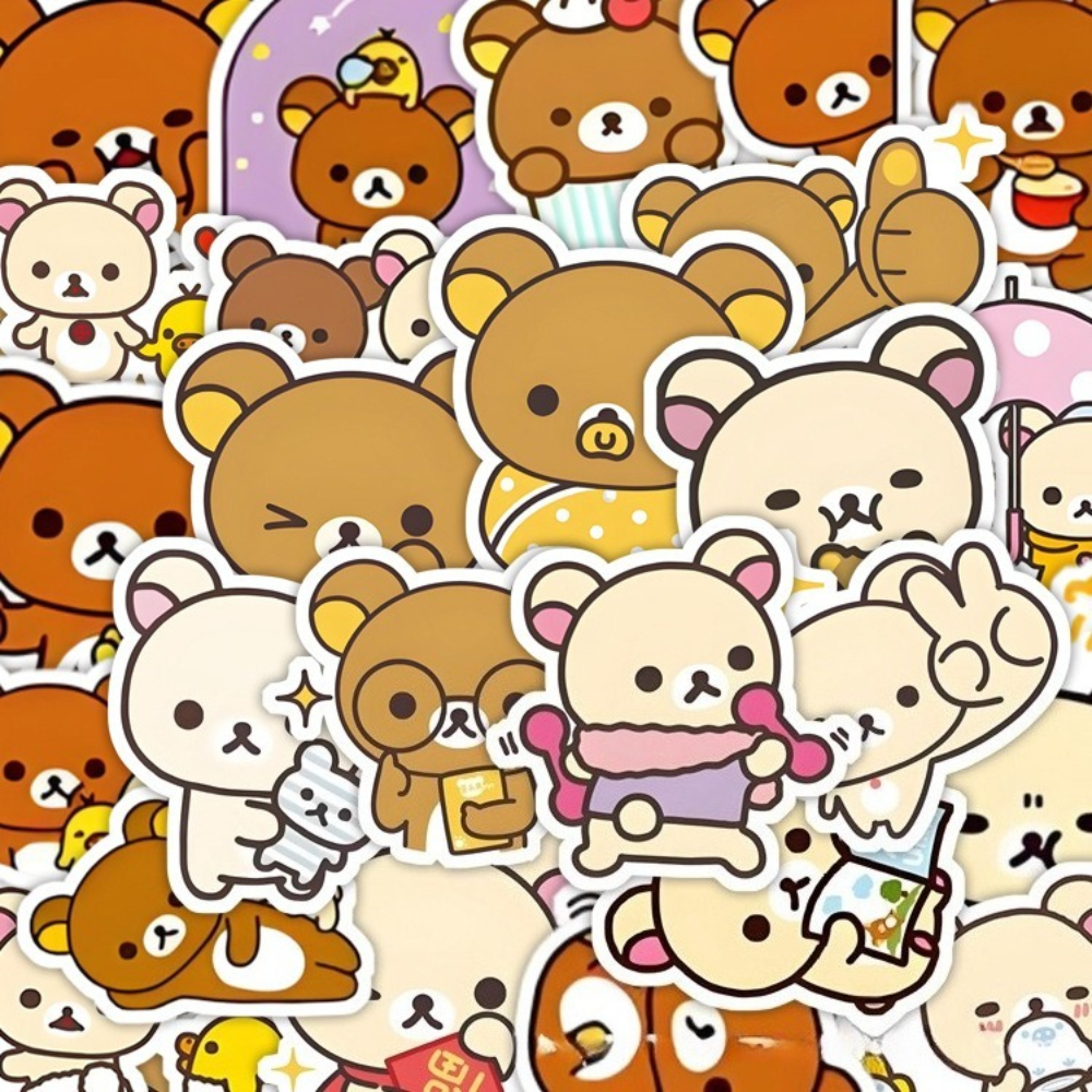 AliExpress 100PCS Kawaii Rilakkuma Bear Cartoon Stickers for Guitar DIY Bicycle Skateboard Laptop Luggage Cute Cartoon Sticker Toy Decor