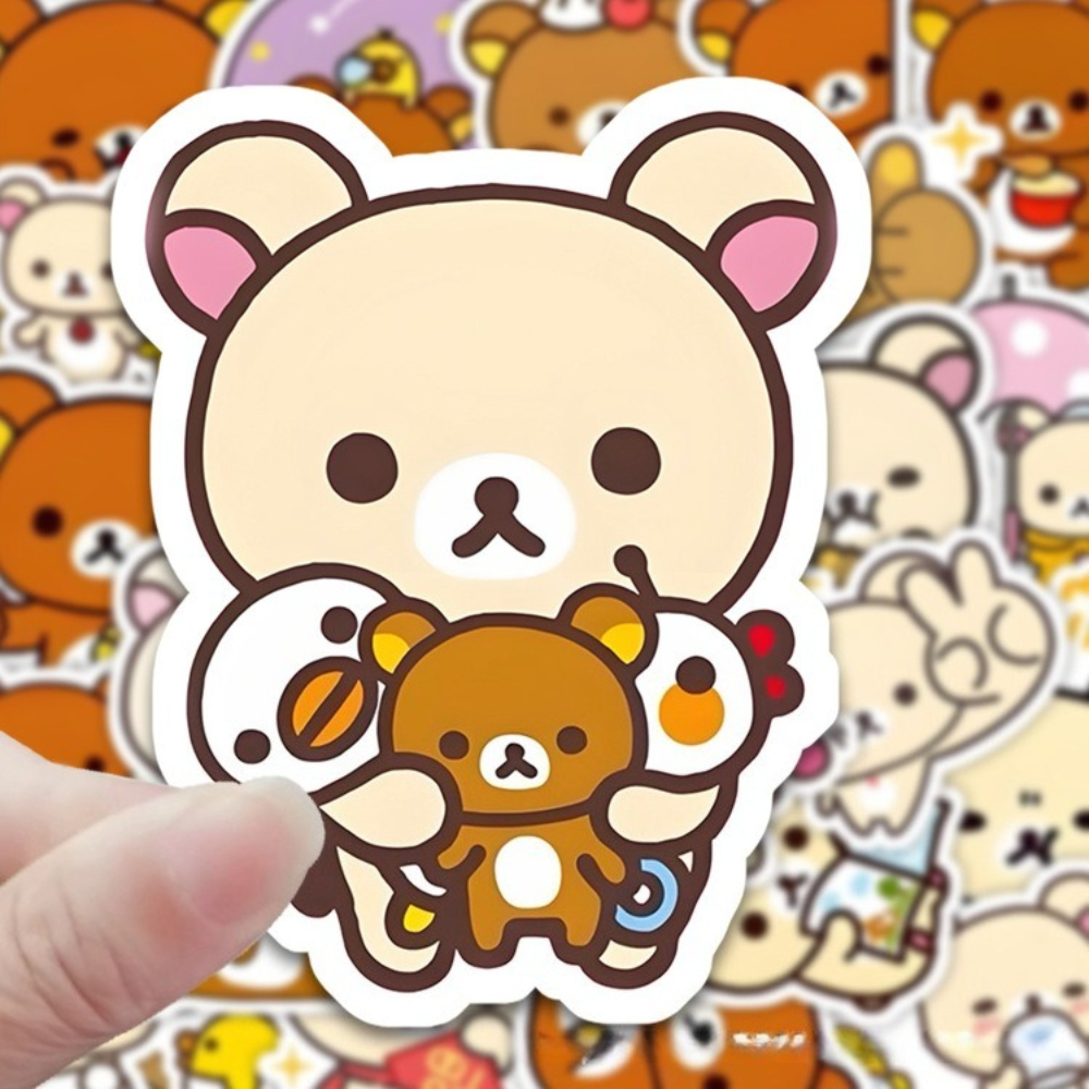 AliExpress 100PCS Kawaii Rilakkuma Bear Cartoon Stickers for Guitar DIY Bicycle Skateboard Laptop Luggage Cute Cartoon Sticker Toy Decor, view 3