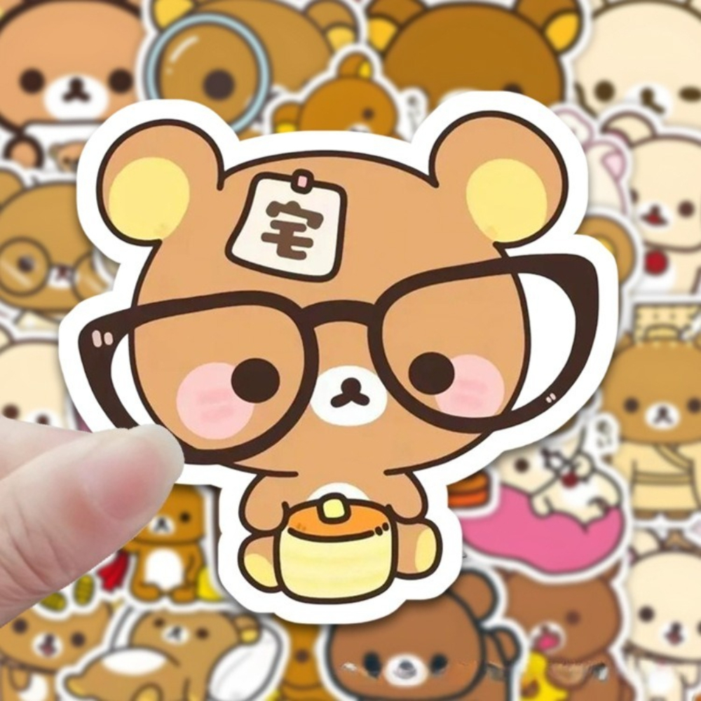 AliExpress 100PCS Kawaii Rilakkuma Bear Cartoon Stickers for Guitar DIY Bicycle Skateboard Laptop Luggage Cute Cartoon Sticker Toy Decor, view 4