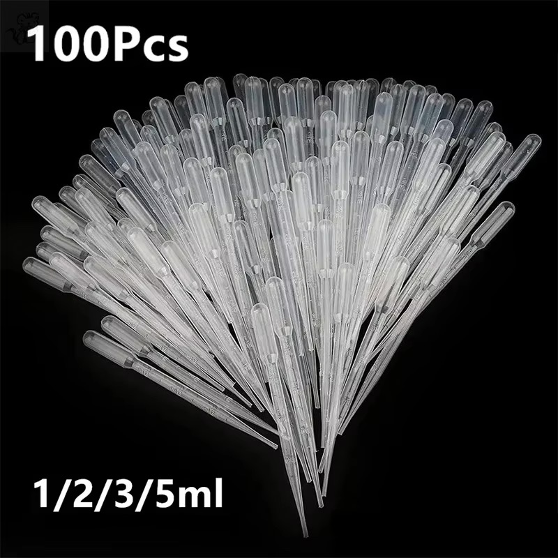 AliExpress 100Pcs Laboratory Pipettes Set 1ml 2ml 3ml 5ml Plastic Disposable Graduated Containers with Straw for Liquid Dropping Makeup Too, view 4