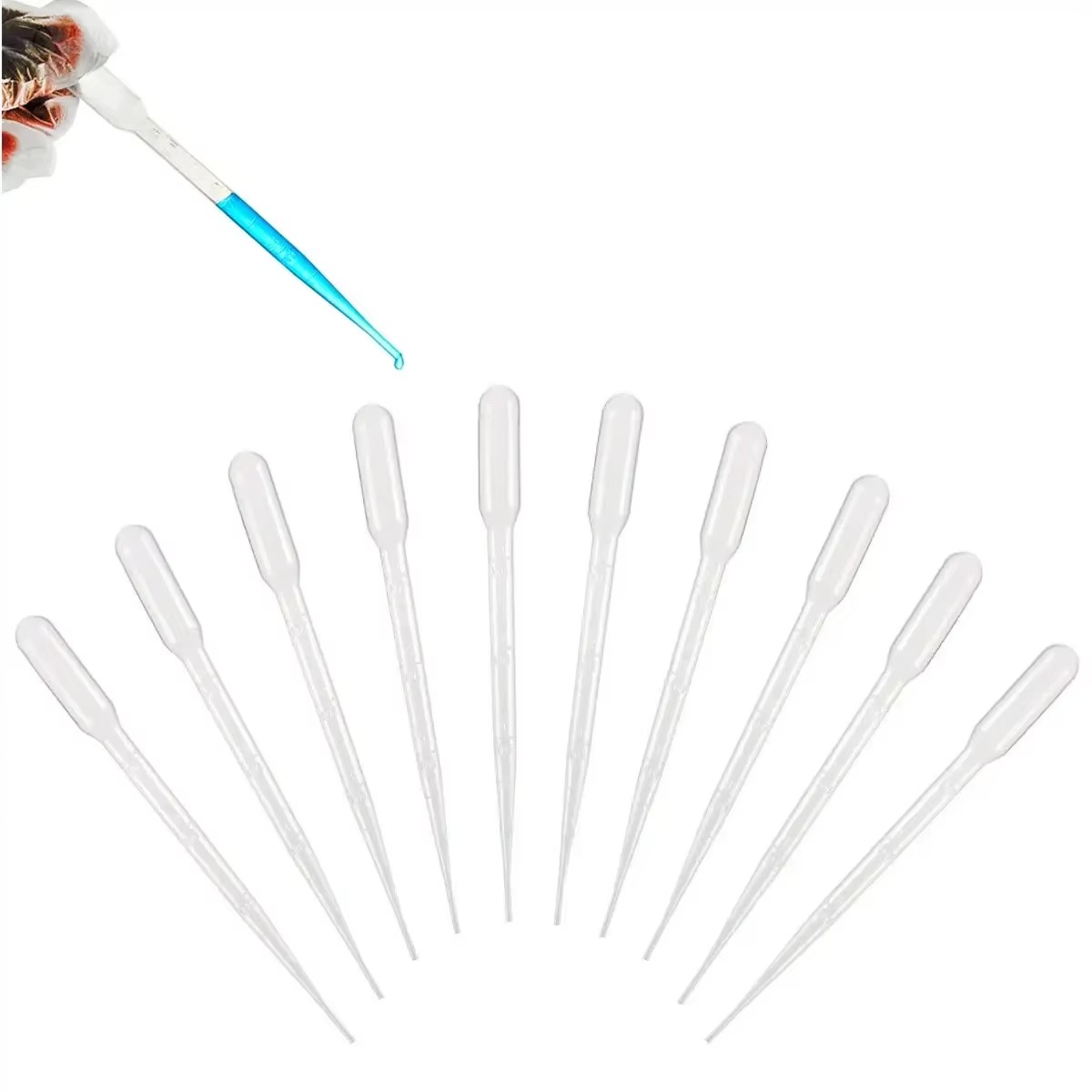 AliExpress 100Pcs Laboratory Pipettes Set 1ml 2ml 3ml 5ml Plastic Disposable Graduated Containers with Straw for Liquid Dropping Makeup Too, view 6