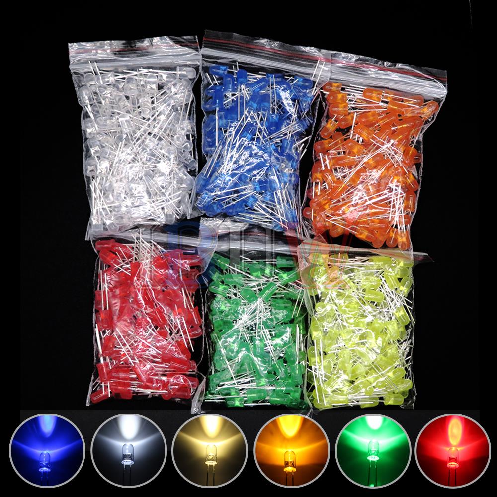 AliExpress 100PCS/LOT 5mm LED Diode F5 Assorted Kit IBUW White Green Red Blue Yellow Orange Pink Purple Warm White DIY Light Emitting Diode, view 2