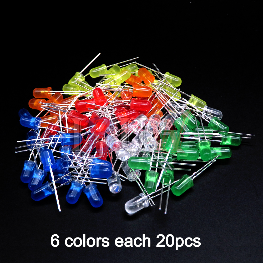 AliExpress 100PCS/LOT 5mm LED Diode F5 Assorted Kit IBUW White Green Red Blue Yellow Orange Pink Purple Warm White DIY Light Emitting Diode, view 4