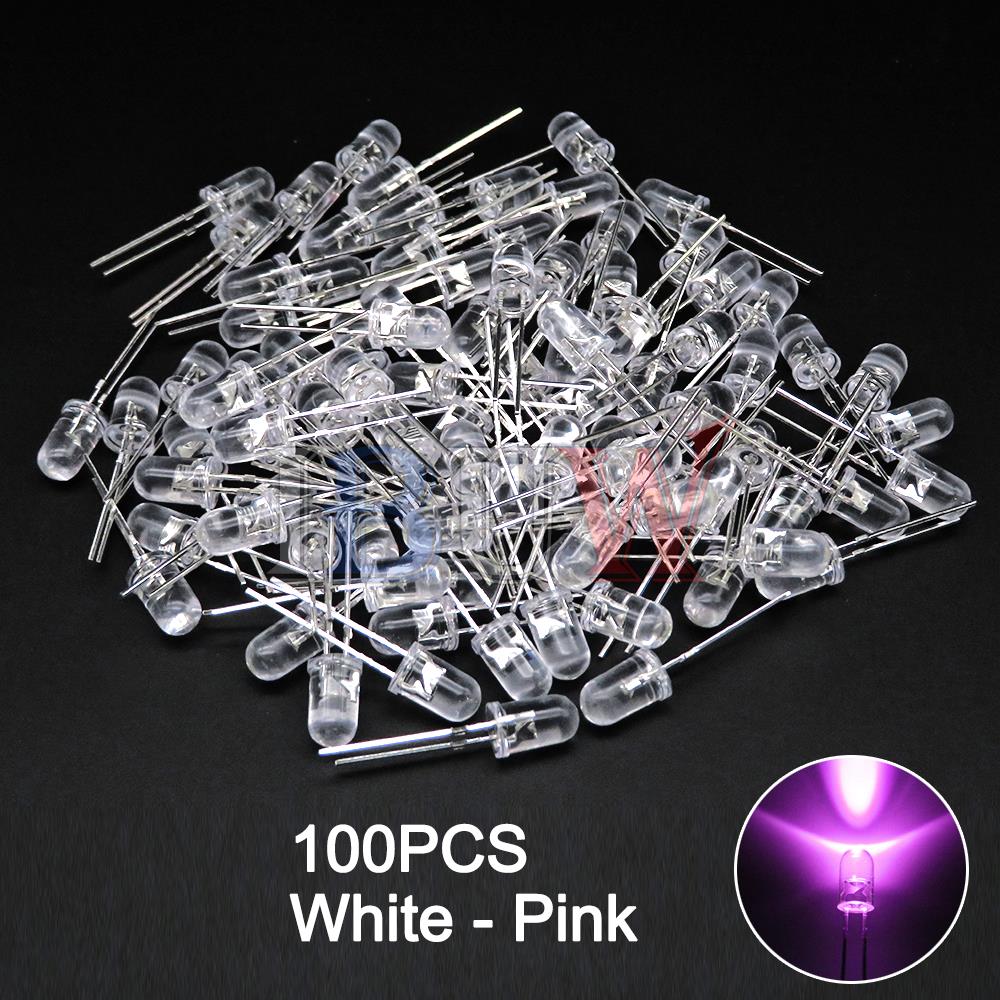 AliExpress 100PCS/LOT 5mm LED Diode F5 Assorted Kit IBUW White Green Red Blue Yellow Orange Pink Purple Warm White DIY Light Emitting Diode, view 6