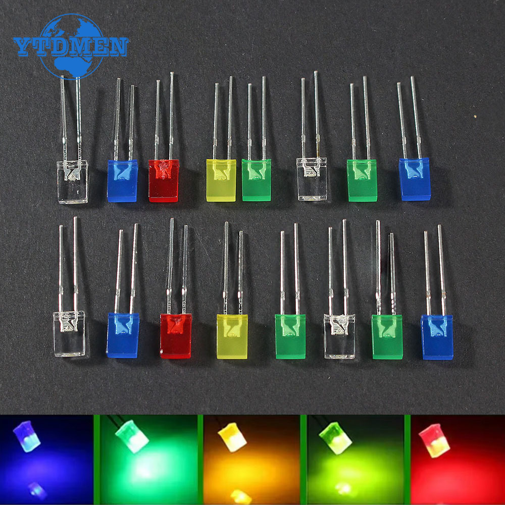 AliExpress 100pcs/lot Square 2*5*7mm LED Diode 2X5X7mm 5 Colors Red Yellow Green Blue White LED Light-emitting Diode Kit for DIY Electronic