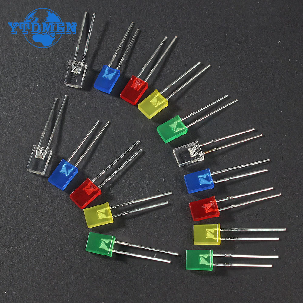AliExpress 100pcs/lot Square 2*5*7mm LED Diode 2X5X7mm 5 Colors Red Yellow Green Blue White LED Light-emitting Diode Kit for DIY Electronic, view 2
