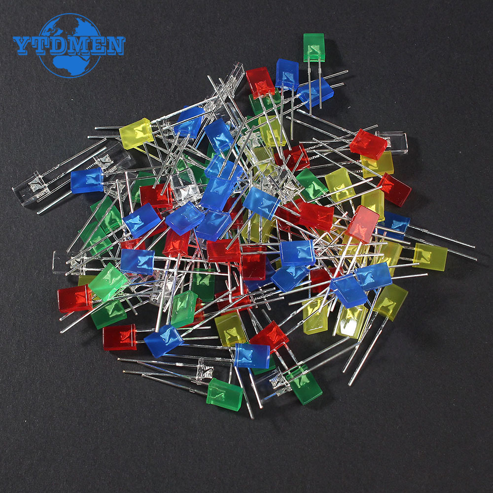 AliExpress 100pcs/lot Square 2*5*7mm LED Diode 2X5X7mm 5 Colors Red Yellow Green Blue White LED Light-emitting Diode Kit for DIY Electronic, view 3