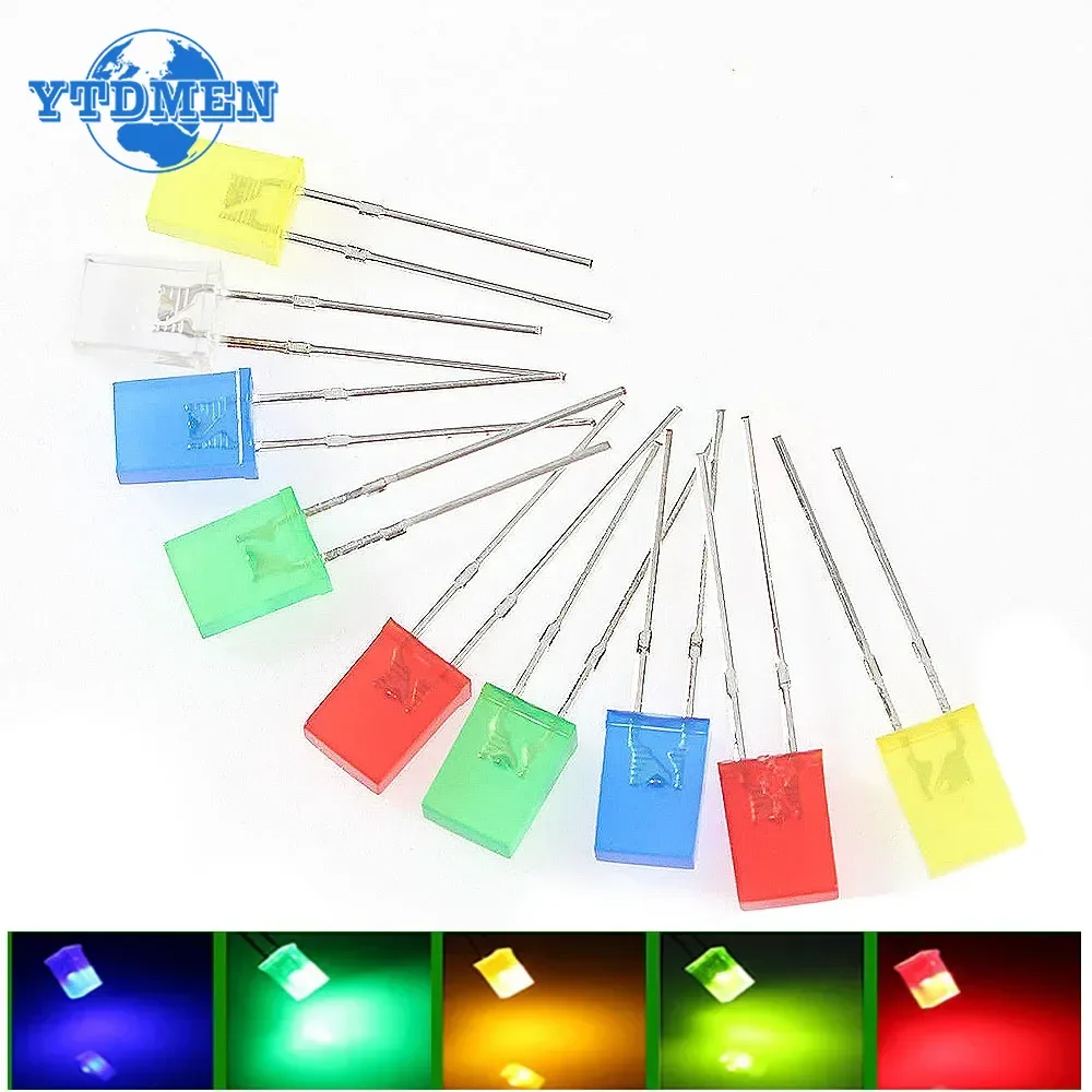 AliExpress 100pcs/lot Square 2*5*7mm LED Diode 2X5X7mm 5 Colors Red Yellow Green Blue White LED Light-emitting Diode Kit for DIY Electronic, view 4