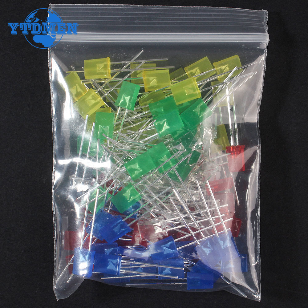AliExpress 100pcs/lot Square 2*5*7mm LED Diode 2X5X7mm 5 Colors Red Yellow Green Blue White LED Light-emitting Diode Kit for DIY Electronic, view 5