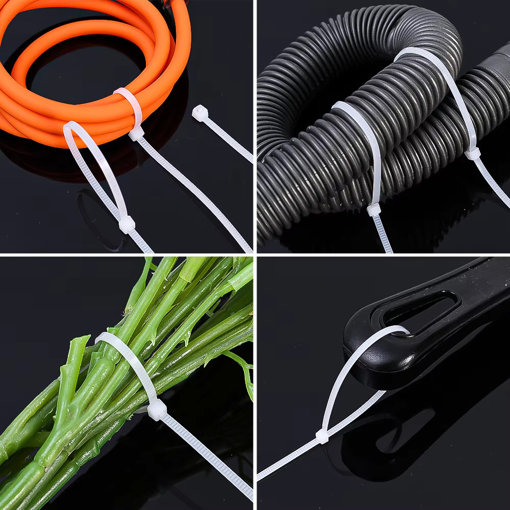 AliExpress 100Pcs Nylon Cable Ties Adjustable Self-locking Cord Ties Straps Fastening Loop Reusable Plastic Wire Ties For Home Office, view 5